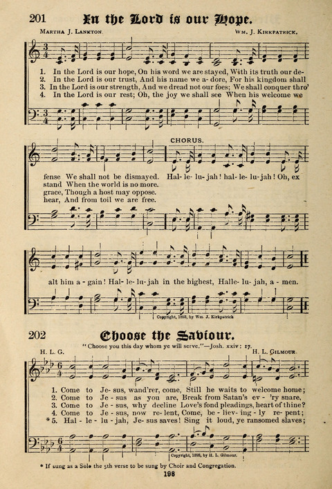 Praise in Song: a collection of hymns and sacred melodies page 198