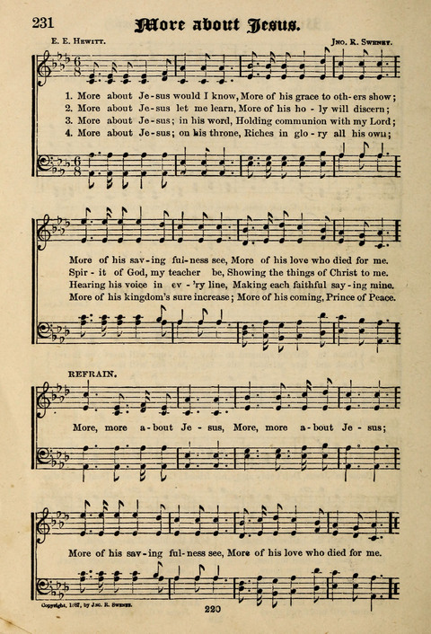 Praise in Song: a collection of hymns and sacred melodies page 220
