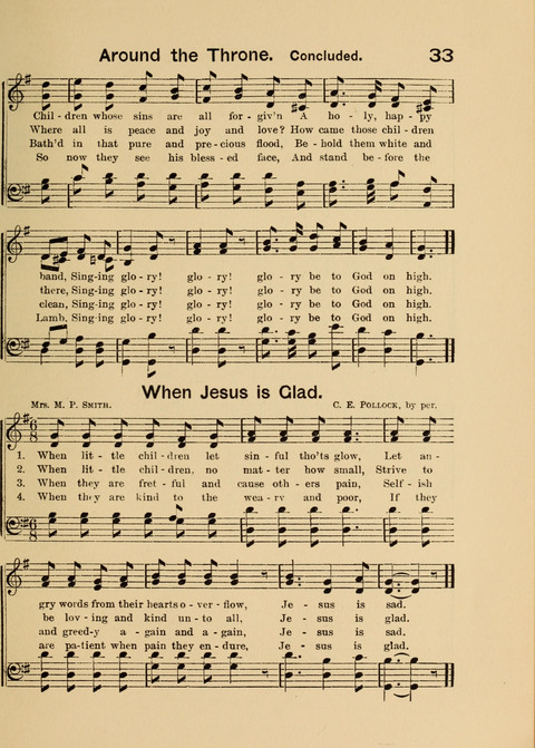 Primary Songs No. 2: for the primary class in the sabbath school and for use in the home, the kindergarten and day school page 33