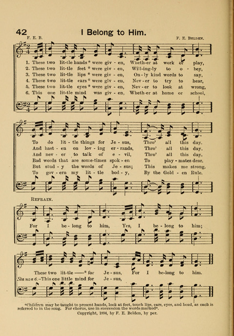 Primary Songs No. 2: for the primary class in the sabbath school and for use in the home, the kindergarten and day school page 42