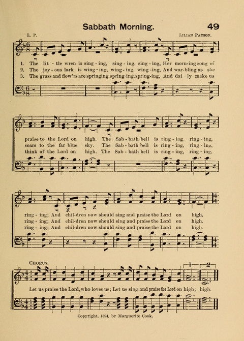 Primary Songs No. 2: for the primary class in the sabbath school and for use in the home, the kindergarten and day school page 49