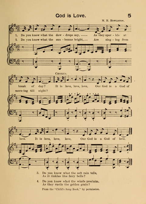Primary Songs No. 2: for the primary class in the sabbath school and for use in the home, the kindergarten and day school page 5