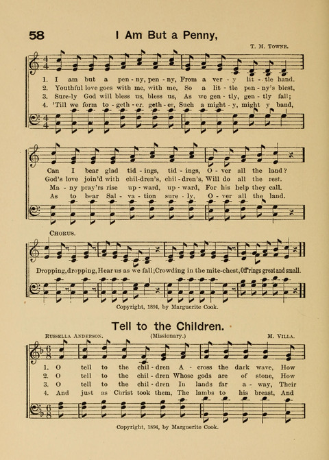 Primary Songs No. 2: for the primary class in the sabbath school and for use in the home, the kindergarten and day school page 58