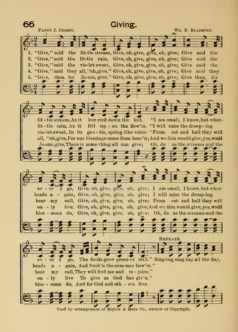Primary Songs No. 2: for the primary class in the sabbath school and for use in the home, the kindergarten and day school page 66