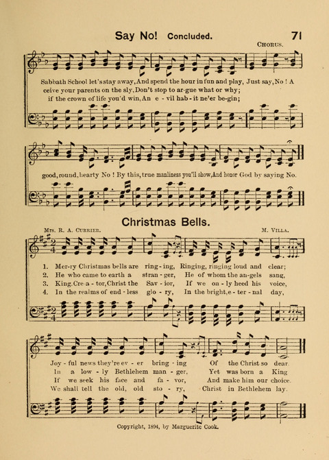 Primary Songs No. 2: for the primary class in the sabbath school and for use in the home, the kindergarten and day school page 71
