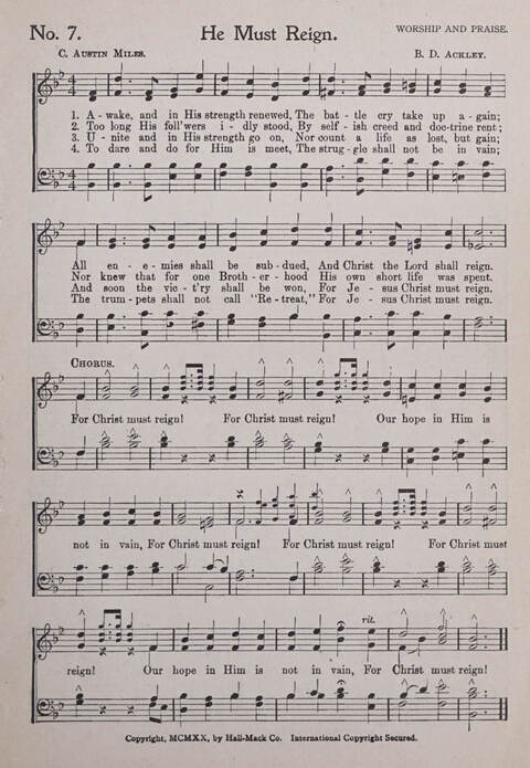 Praise and Service Songs for Sunday Schools page 7