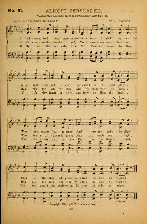 Pearls of Gospel Song: for gospel workers. a choice collection of hymns and tunes page 85