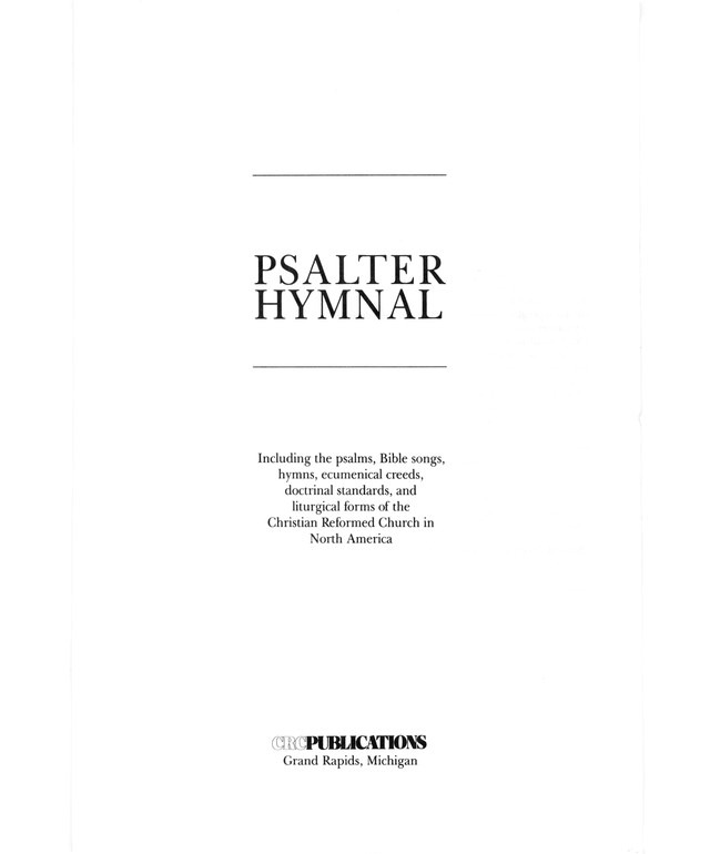 Psalter Hymnal (Gray) page iii
