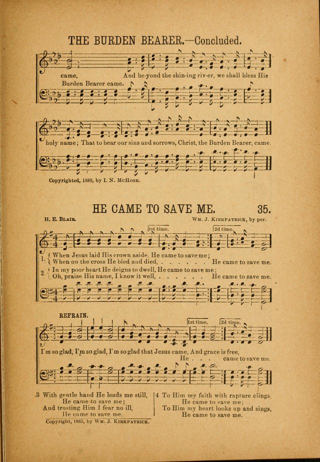 Quartette: containing Songs for the Ransomed, Songs of Love Peace and Joy, Gems of Gospel Song, Salvation Echoes, with one hundred choice selections added page 35