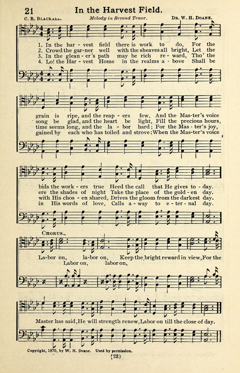 Quartets and Choruses for Men: A Collection of New and Old Gospel Songs to which is added Patriotic, Prohibition and Entertainment Songs page 21