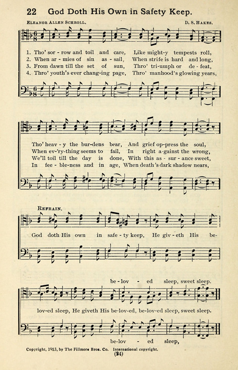 Quartets and Choruses for Men: A Collection of New and Old Gospel Songs to which is added Patriotic, Prohibition and Entertainment Songs page 22