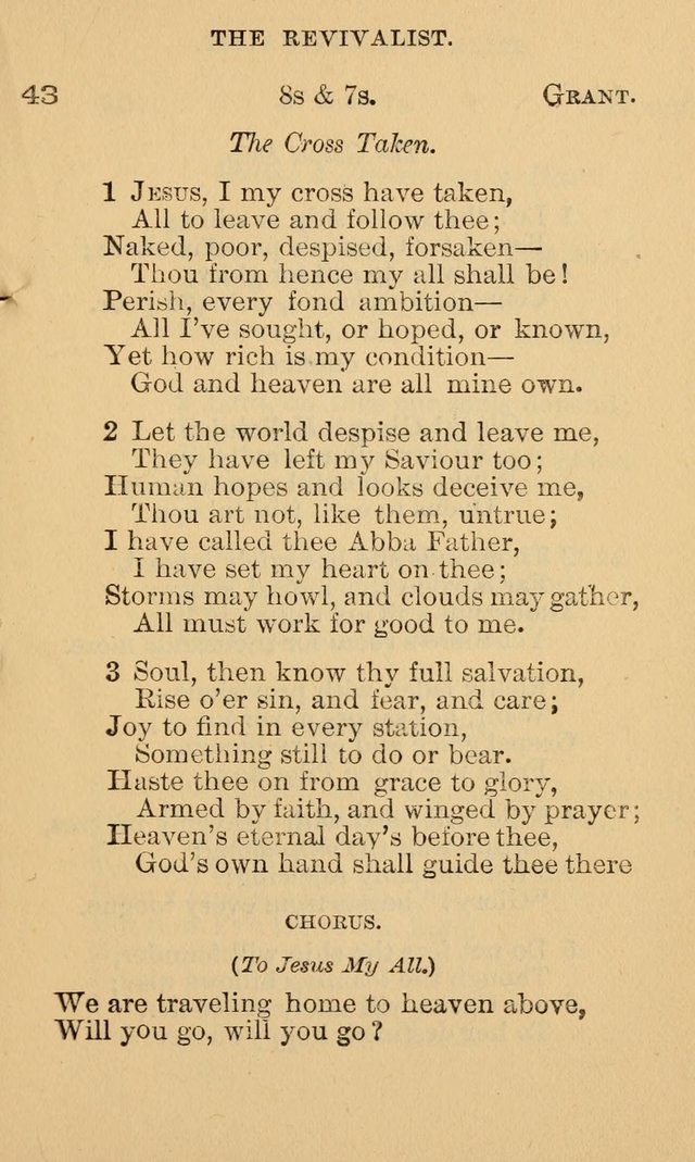 The Revivalist: Containing One Hundred Choice Revival Hymns, and One Hundred and Twenty-five Choruses: Designed for Use On Revival Occasions. (1st ed) page 47