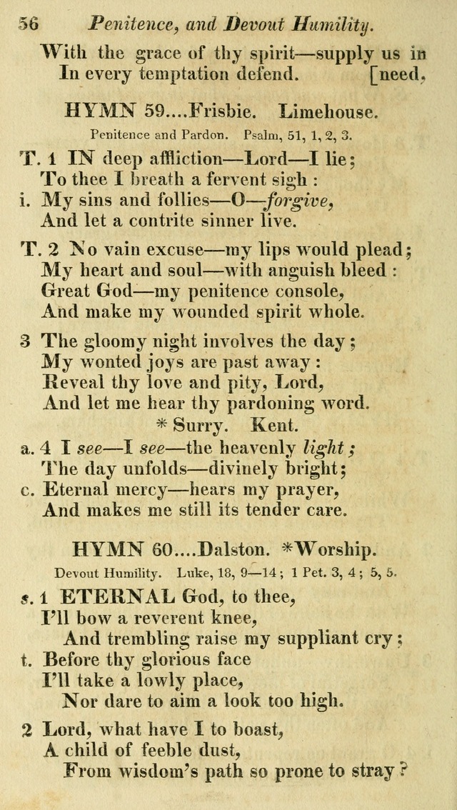 Regular Hymns: on a great variety of evangelical subjects and important occasions: with musical directions, for all the varieties of appropriate expression page 56