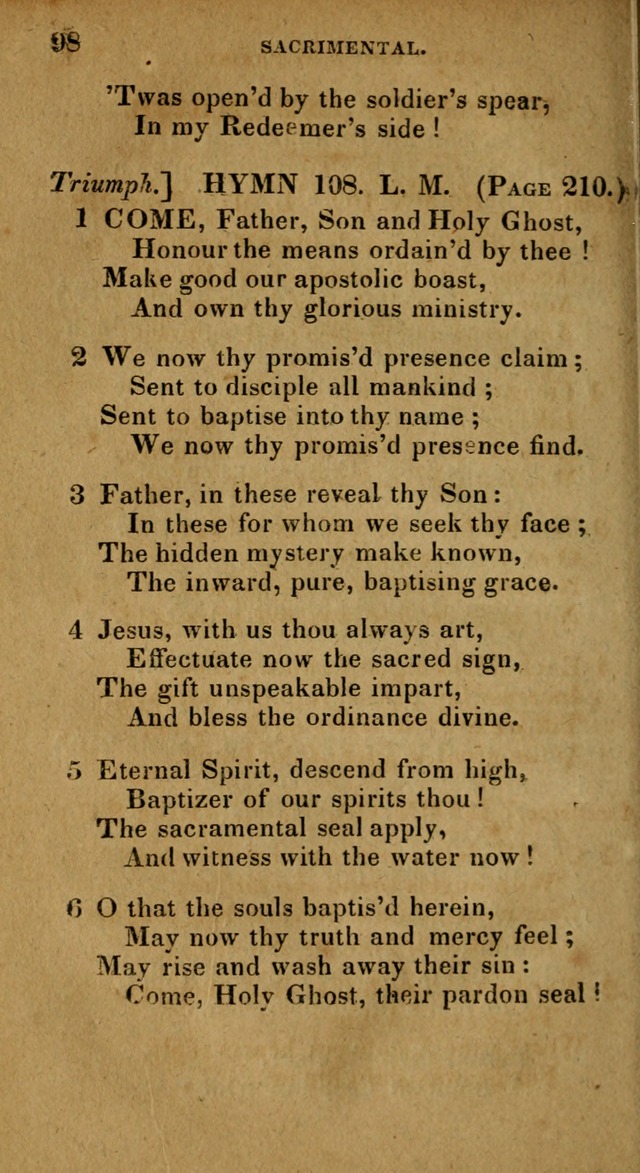 The Reformed Methodist Pocket Hymnal: Revised: collected from various authors. Designed for the worship of God in all Christian churches. page 98