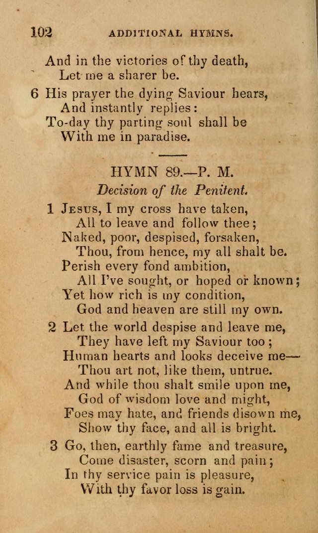 The Religious Songster: being a choice selection of hymns, adapted to the public and private devotions of Christians of all denominations: suitable to be used at missionary, temperance . . . page 106