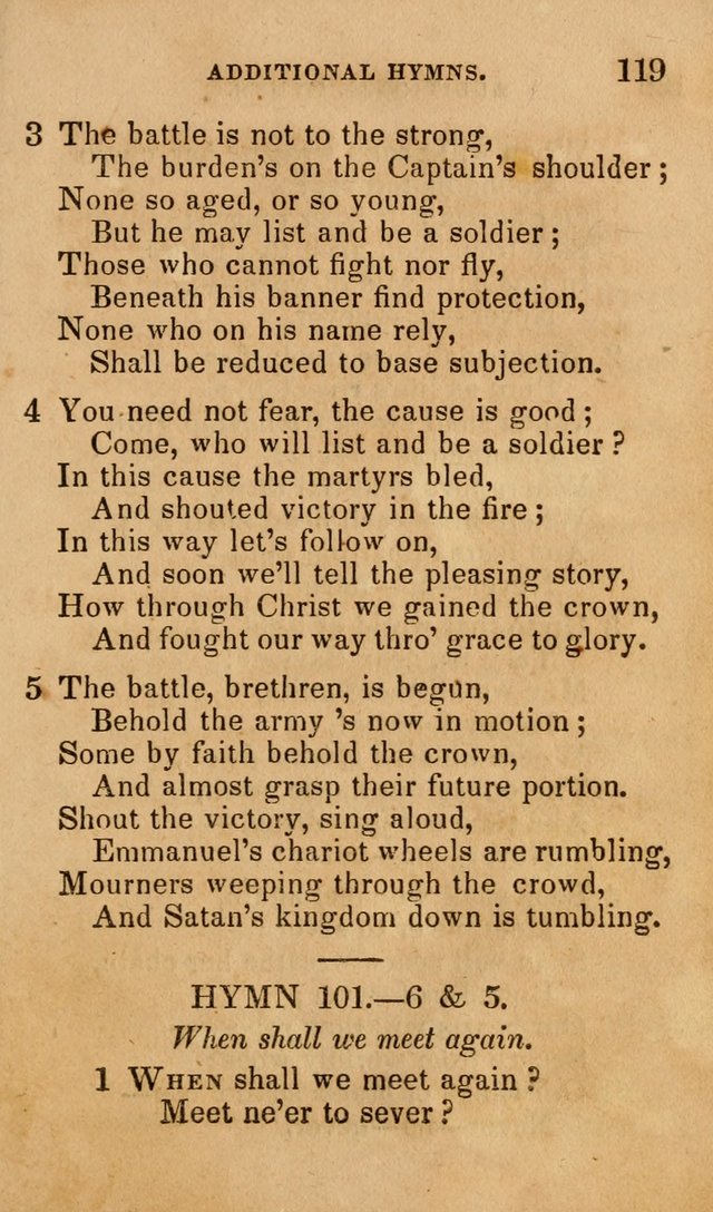 The Religious Songster: being a choice selection of hymns, adapted to the public and private devotions of Christians of all denominations: suitable to be used at missionary, temperance . . . page 123