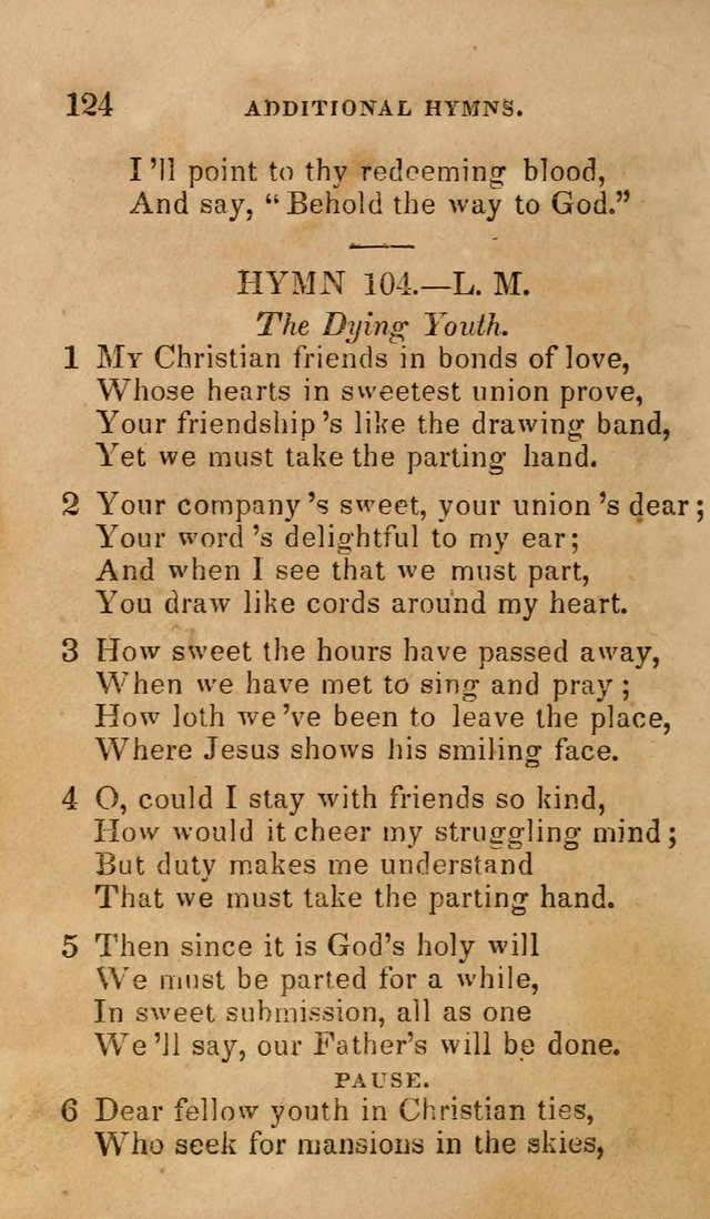 The Religious Songster: being a choice selection of hymns, adapted to the public and private devotions of Christians of all denominations: suitable to be used at missionary, temperance . . . page 128