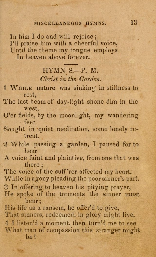 The Religious Songster: being a choice selection of hymns, adapted to the public and private devotions of Christians of all denominations: suitable to be used at missionary, temperance . . . page 13