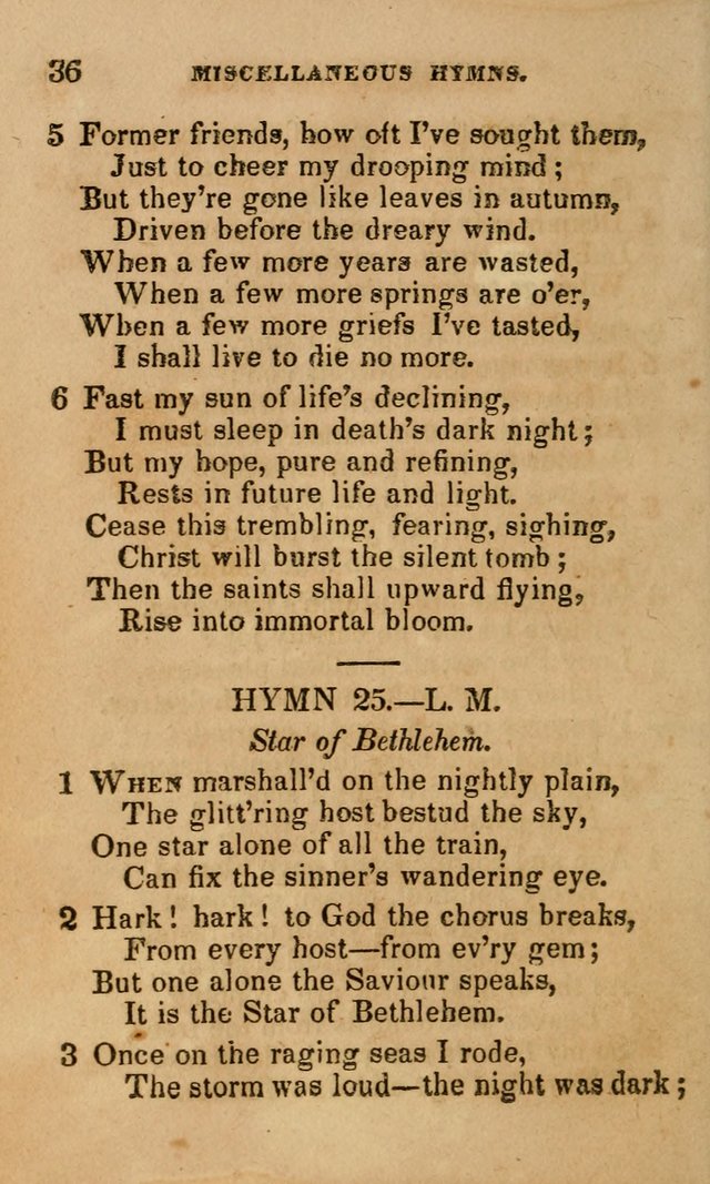 The Religious Songster: being a choice selection of hymns, adapted to the public and private devotions of Christians of all denominations: suitable to be used at missionary, temperance . . . page 36