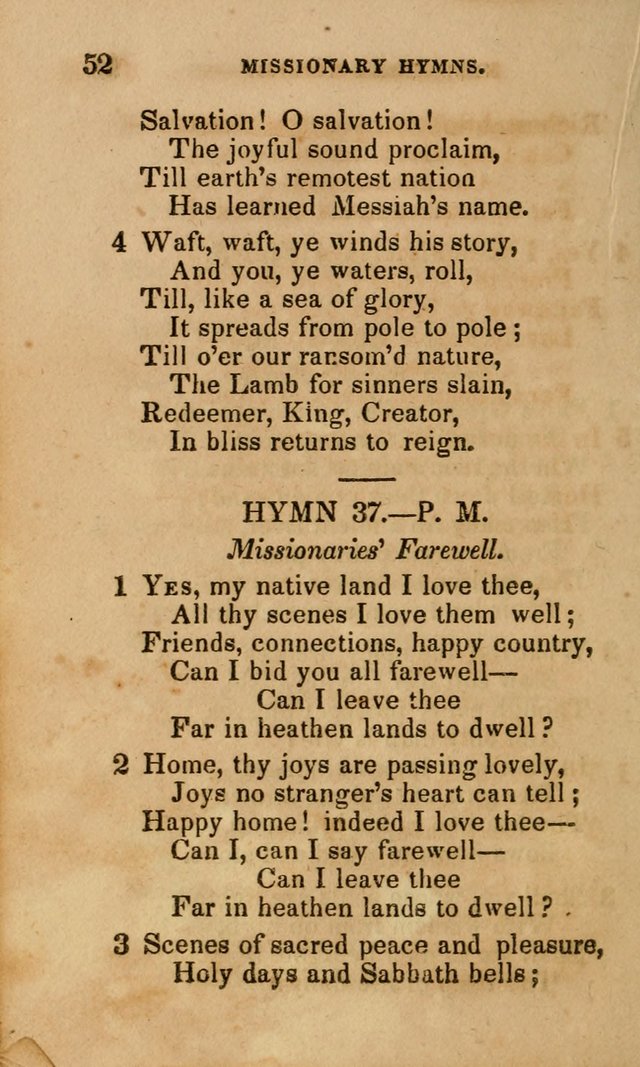 The Religious Songster: being a choice selection of hymns, adapted to the public and private devotions of Christians of all denominations: suitable to be used at missionary, temperance . . . page 52