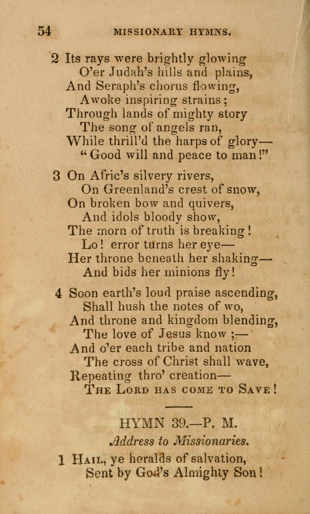 The Religious Songster: being a choice selection of hymns, adapted to the public and private devotions of Christians of all denominations: suitable to be used at missionary, temperance . . . page 54