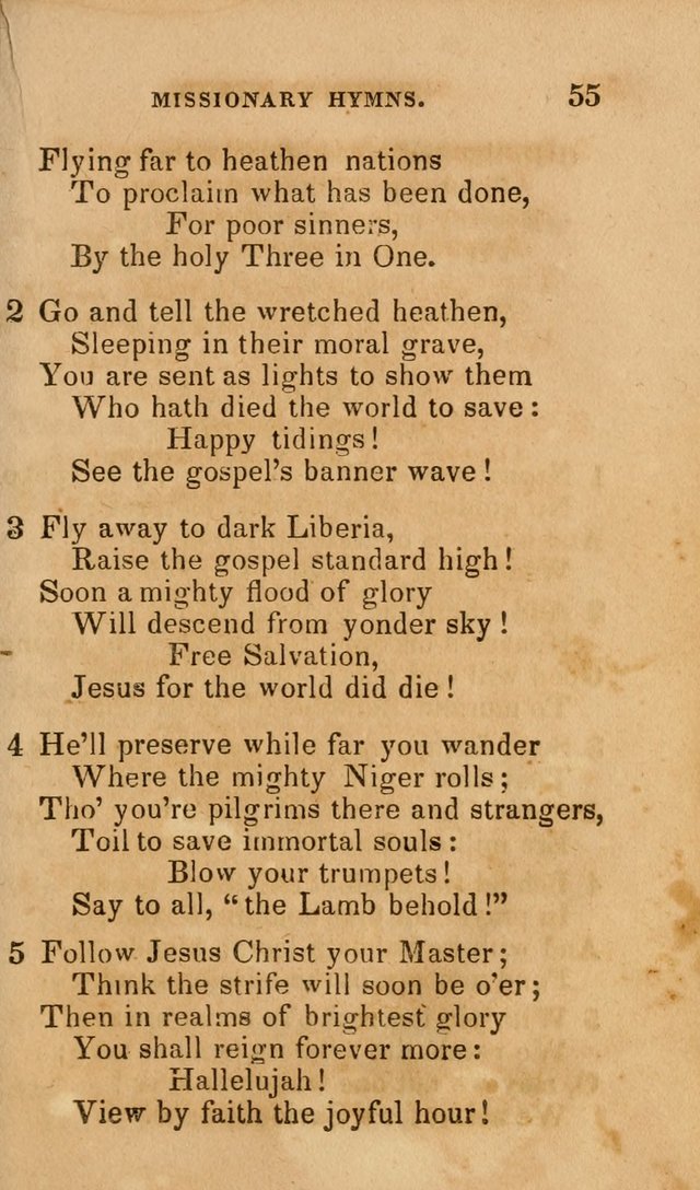 The Religious Songster: being a choice selection of hymns, adapted to the public and private devotions of Christians of all denominations: suitable to be used at missionary, temperance . . . page 55