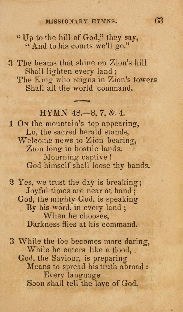 The Religious Songster: being a choice selection of hymns, adapted to the public and private devotions of Christians of all denominations: suitable to be used at missionary, temperance . . . page 65