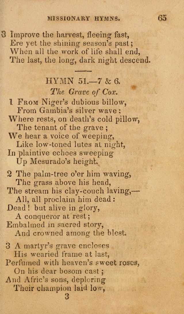 The Religious Songster: being a choice selection of hymns, adapted to the public and private devotions of Christians of all denominations: suitable to be used at missionary, temperance . . . page 67