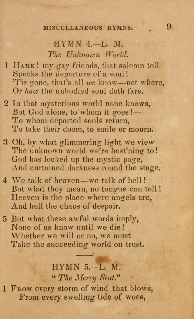 The Religious Songster: being a choice selection of hymns, adapted to the public and private devotions of Christians of all denominations: suitable to be used at missionary, temperance . . . page 9