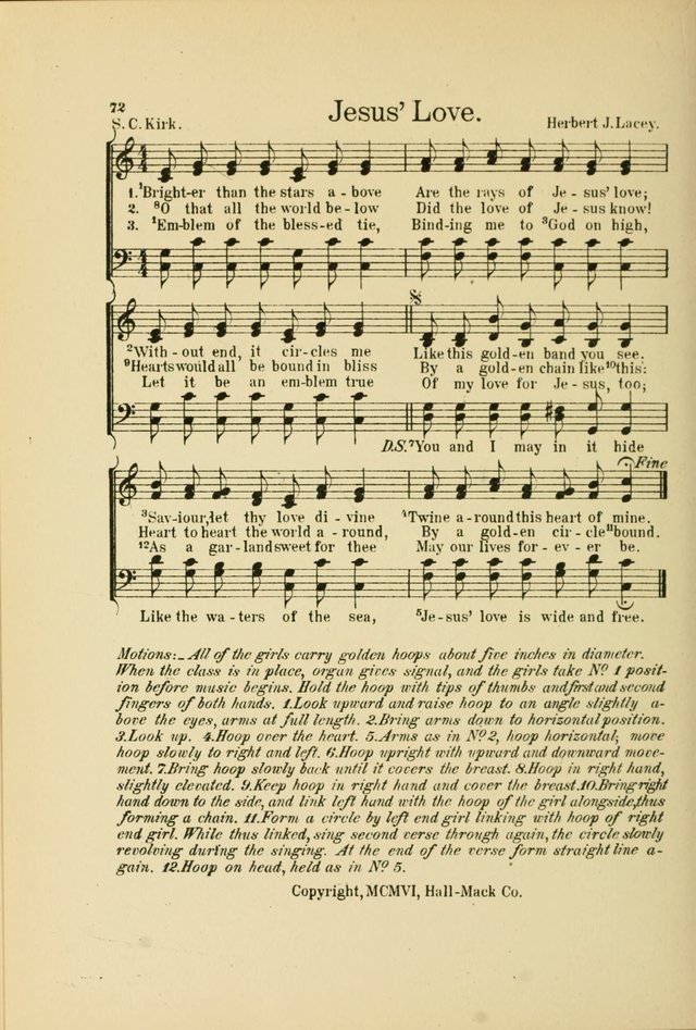 Songs for Little Singers: A Collection of easy pieces for Beginners and Primary Departments of the Sunday School and for use at home page 72