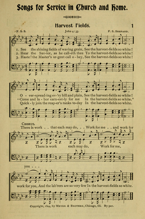 Songs for Service: in Church and Home page 1