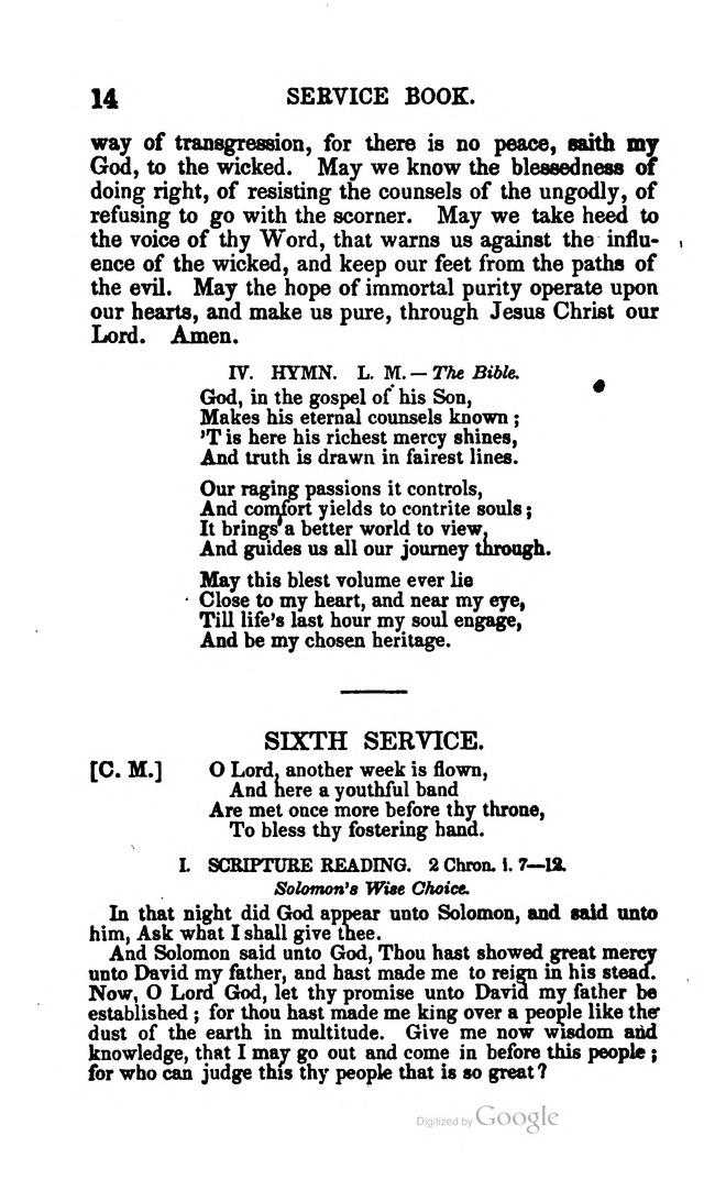 A Service Book: with a selection of tunes and hymns for Sabbath schools (6th ed.) page 14