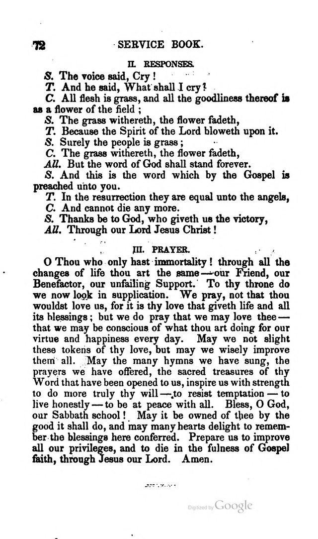 A Service Book: with a selection of tunes and hymns for Sabbath schools (6th ed.) page 72