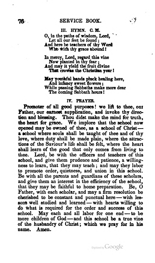 A Service Book: with a selection of tunes and hymns for Sabbath schools (6th ed.) page 76