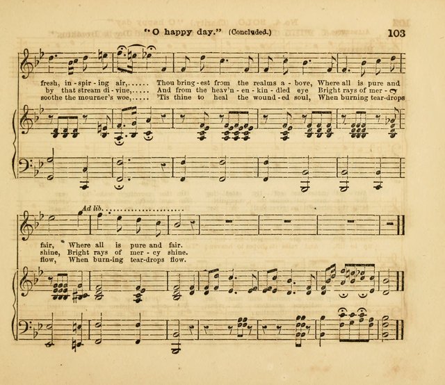 The Silver Chime: a cluster of Sabbath school melodies, tunes, sentences, chants, etc., for the use of children and teachers in their school exercises, devotions, and recreations, to which is added... page 103