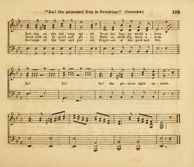 The Silver Chime: a cluster of Sabbath school melodies, tunes, sentences, chants, etc., for the use of children and teachers in their school exercises, devotions, and recreations, to which is added... page 105