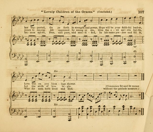 The Silver Chime: a cluster of Sabbath school melodies, tunes, sentences, chants, etc., for the use of children and teachers in their school exercises, devotions, and recreations, to which is added... page 107