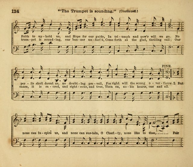 The Silver Chime: a cluster of Sabbath school melodies, tunes, sentences, chants, etc., for the use of children and teachers in their school exercises, devotions, and recreations, to which is added... page 124