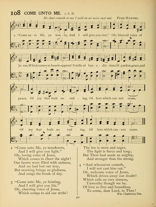 School and College Hymnal: a collection of hymns and of selections for responsive readings page 72