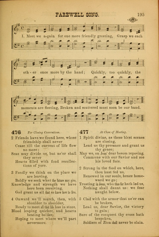 Songs of Devotion for Christian Assocations: a collection of psalms, hymns, spiritual songs, with music for chuch services, prayer and conference meetings, religious conventions, and family worship. page 195
