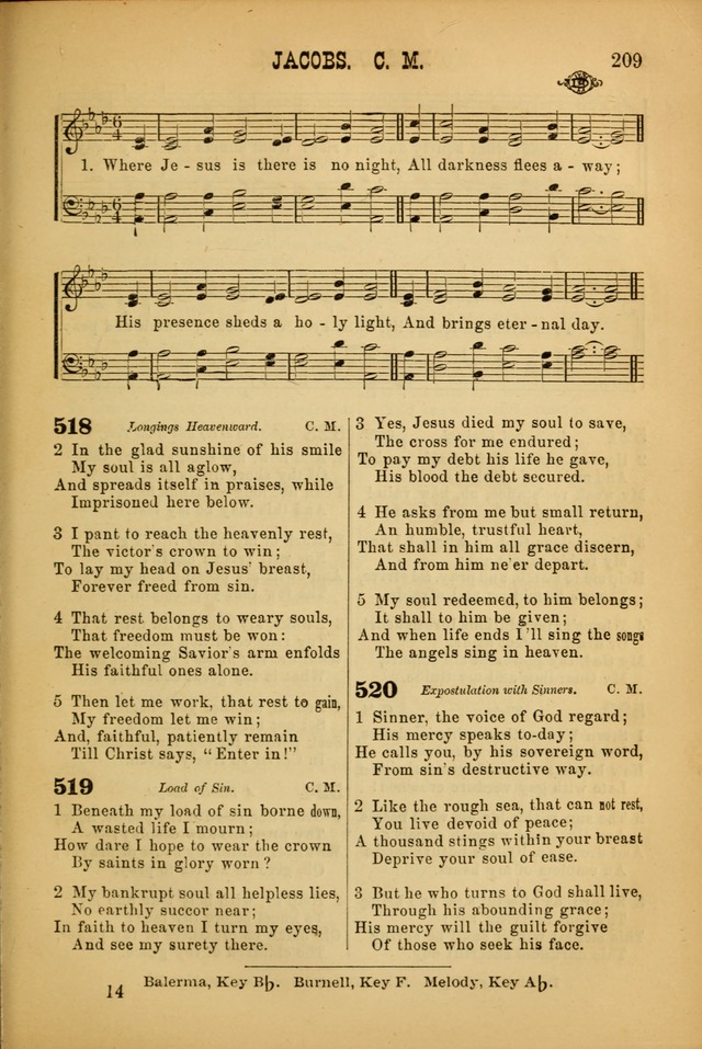 Songs of Devotion for Christian Assocations: a collection of psalms, hymns, spiritual songs, with music for chuch services, prayer and conference meetings, religious conventions, and family worship. page 209