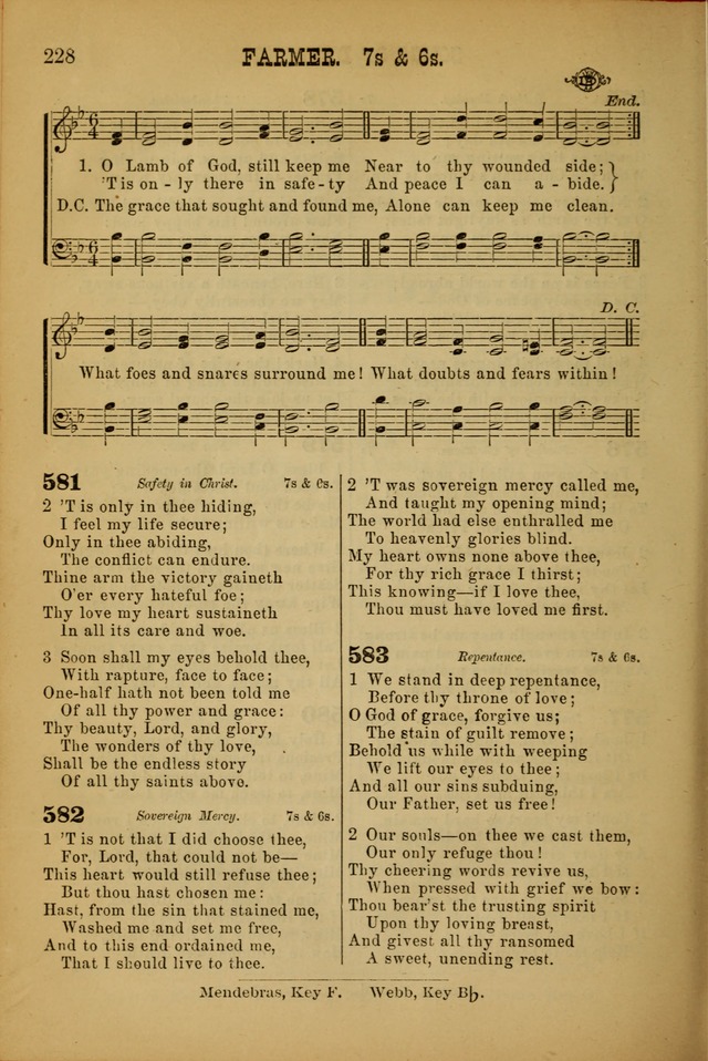 Songs of Devotion for Christian Assocations: a collection of psalms, hymns, spiritual songs, with music for chuch services, prayer and conference meetings, religious conventions, and family worship. page 228