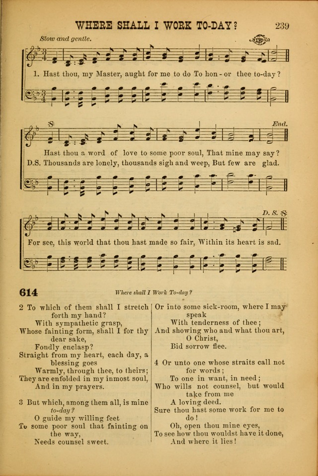 Songs of Devotion for Christian Assocations: a collection of psalms, hymns, spiritual songs, with music for chuch services, prayer and conference meetings, religious conventions, and family worship. page 239