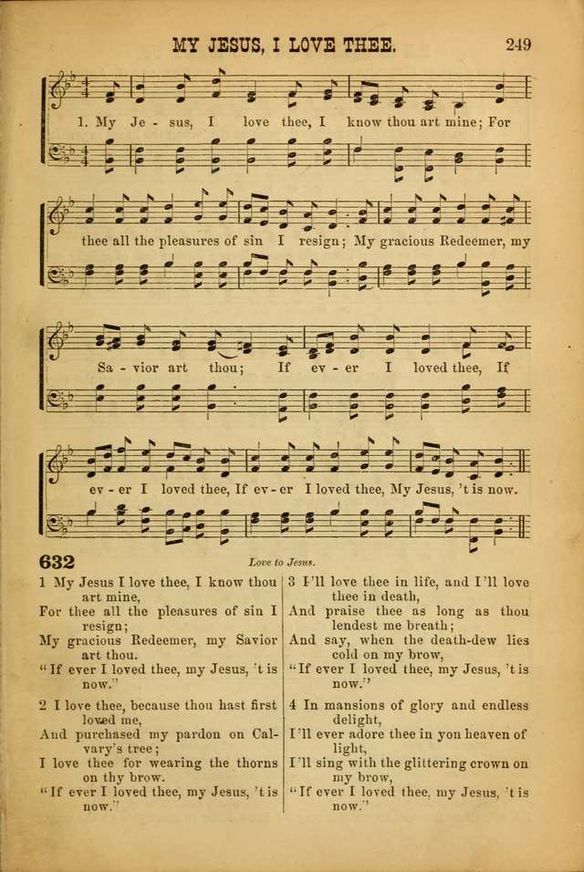 Songs of Devotion for Christian Assocations: a collection of psalms, hymns, spiritual songs, with music for chuch services, prayer and conference meetings, religious conventions, and family worship. page 249