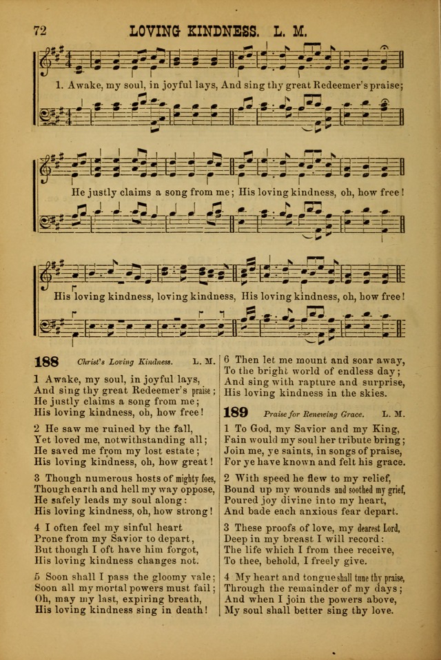 Songs of Devotion for Christian Assocations: a collection of psalms, hymns, spiritual songs, with music for chuch services, prayer and conference meetings, religious conventions, and family worship. page 72