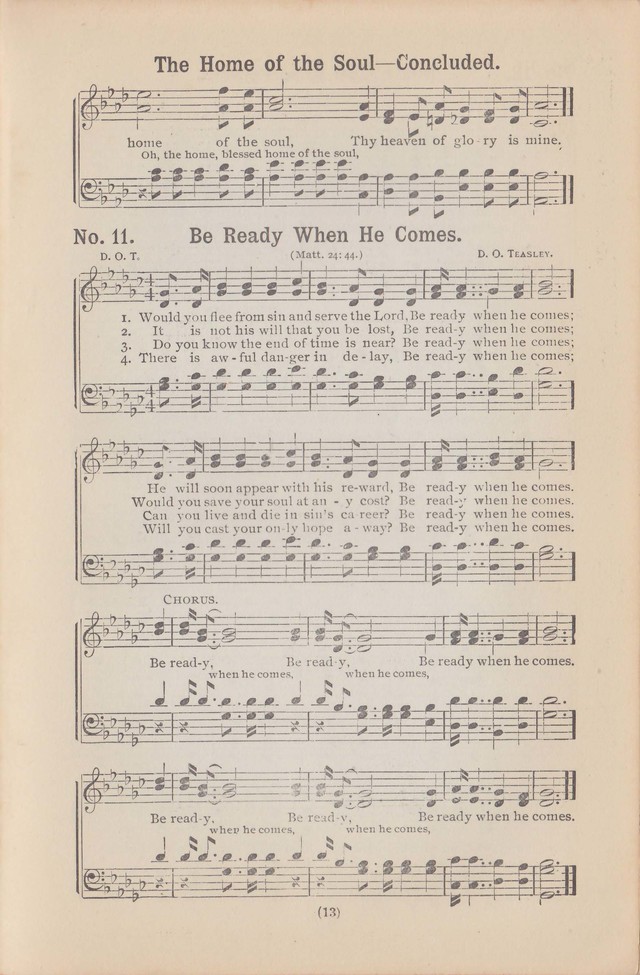 Salvation Echoes: a new collection of spiritual songs; hymning the tidings of full salvation page 13