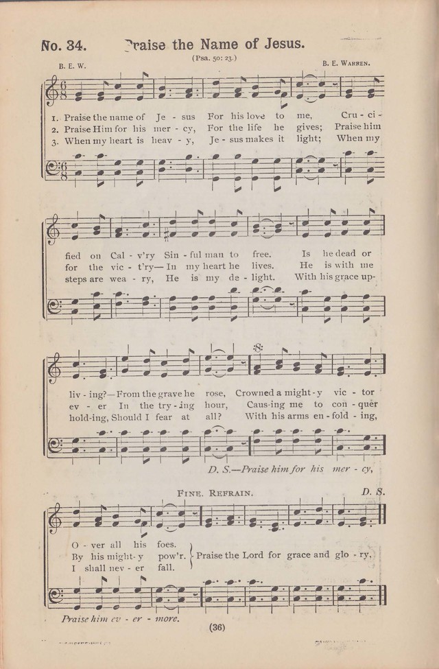 Salvation Echoes: a new collection of spiritual songs; hymning the tidings of full salvation page 36