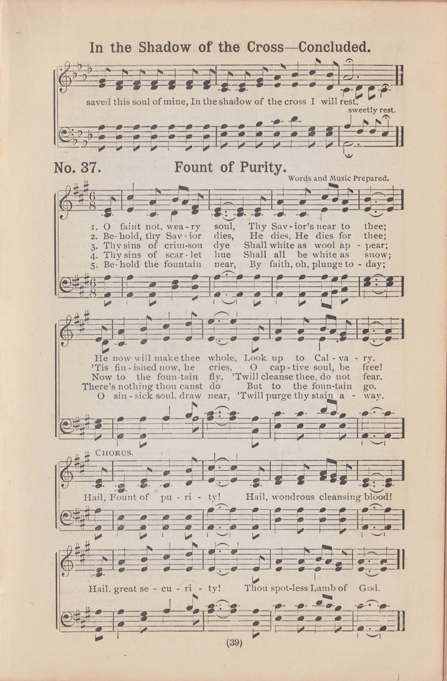 Salvation Echoes: a new collection of spiritual songs; hymning the tidings of full salvation page 39
