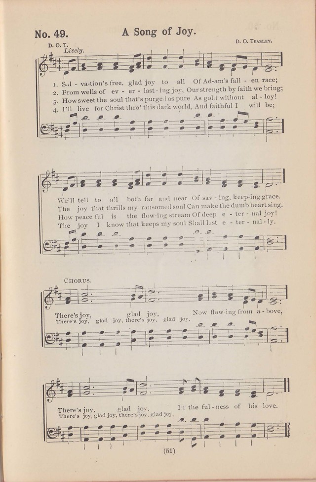 Salvation Echoes: a new collection of spiritual songs; hymning the tidings of full salvation page 51