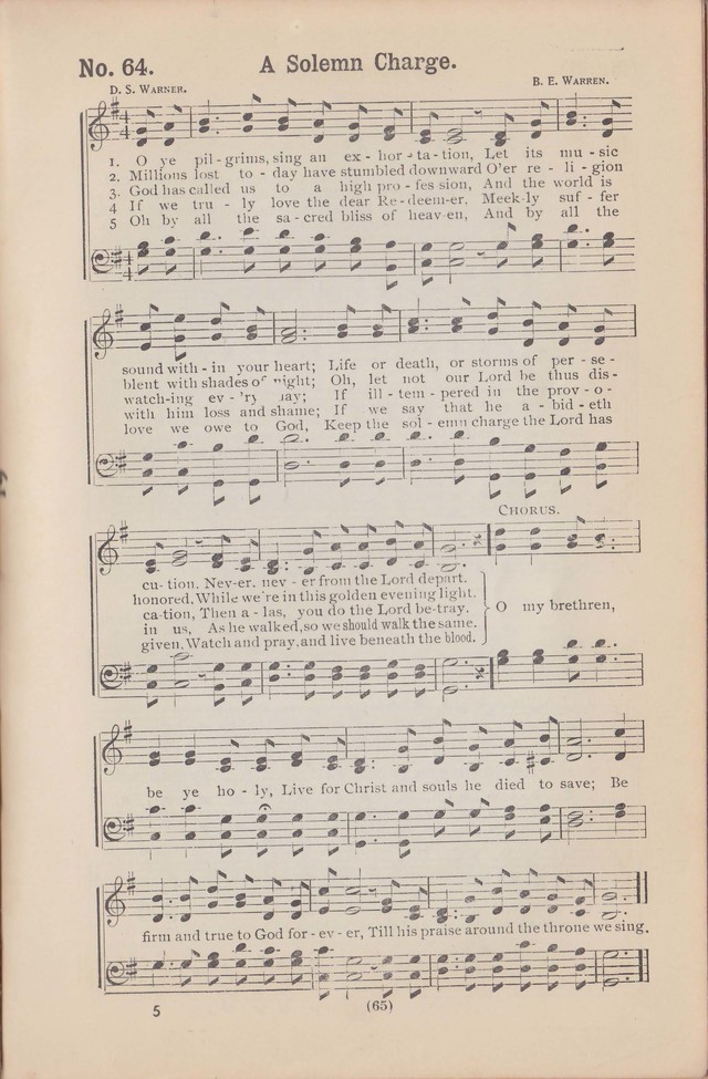 Salvation Echoes: a new collection of spiritual songs; hymning the tidings of full salvation page 65